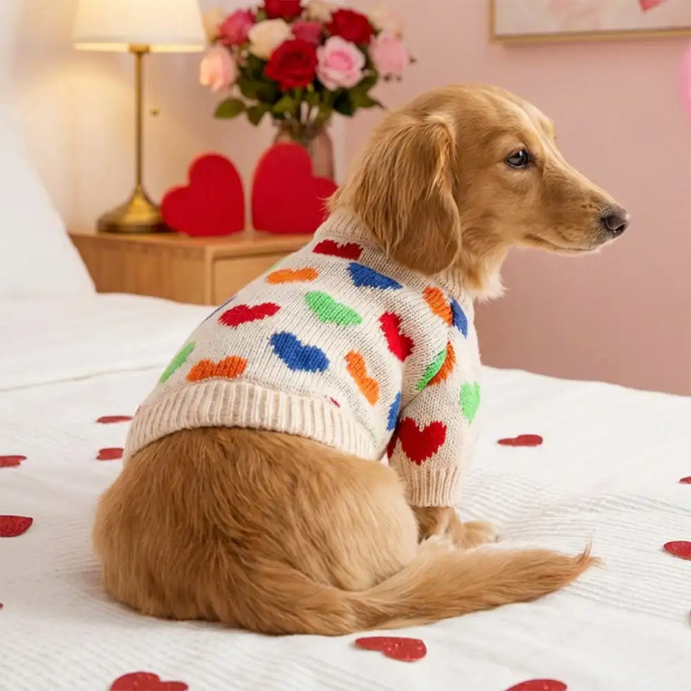Heart Patterned Dachshund Dog Sweater