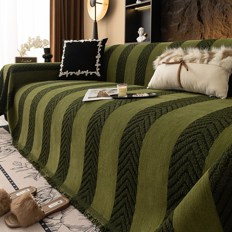 Herringbone Chenille Durable Lanzar una cubierta del sofá con costuras de patrón sin costuras