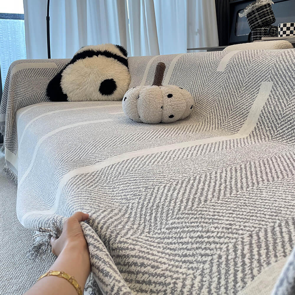 Patrón de espiga Patrón de chenilla Fleing Couch Tapa