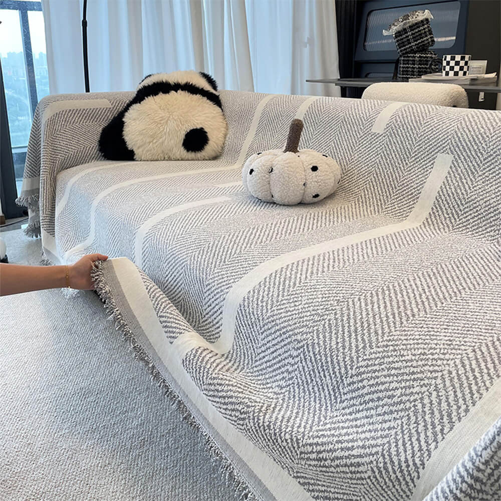 Patrón de espiga Patrón de chenilla Fleing Couch Tapa