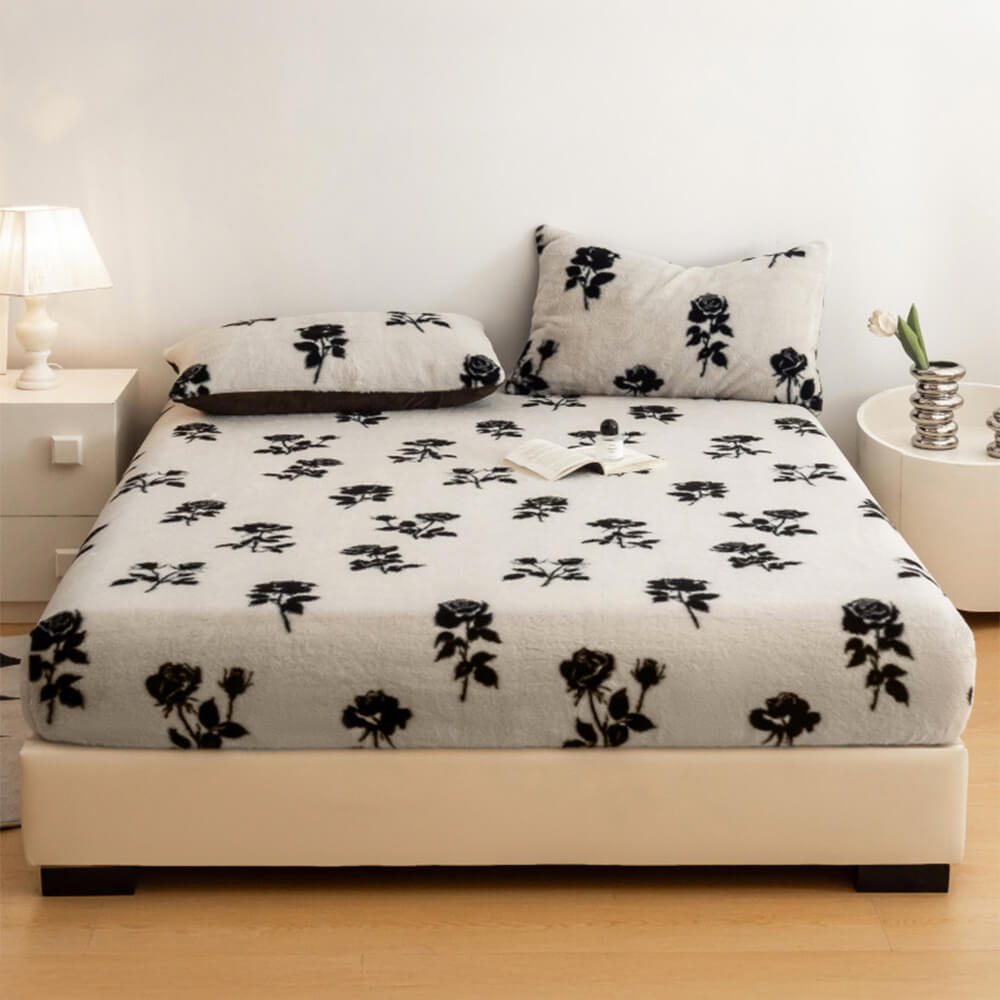 Estampado de leopardo Faux Faux Rabbit Fur Cubierta de colchón de hojas calientes