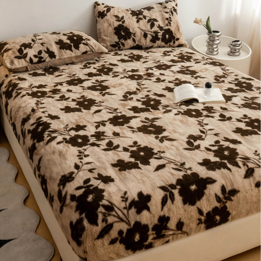 Estampado de leopardo Faux Faux Rabbit Fur Cubierta de colchón de hojas calientes