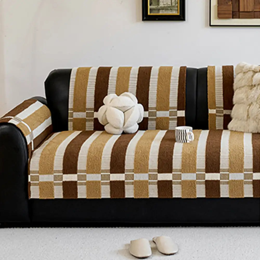 Chenille Art Corrugated Breatable No-Slip Couch Cover Coach