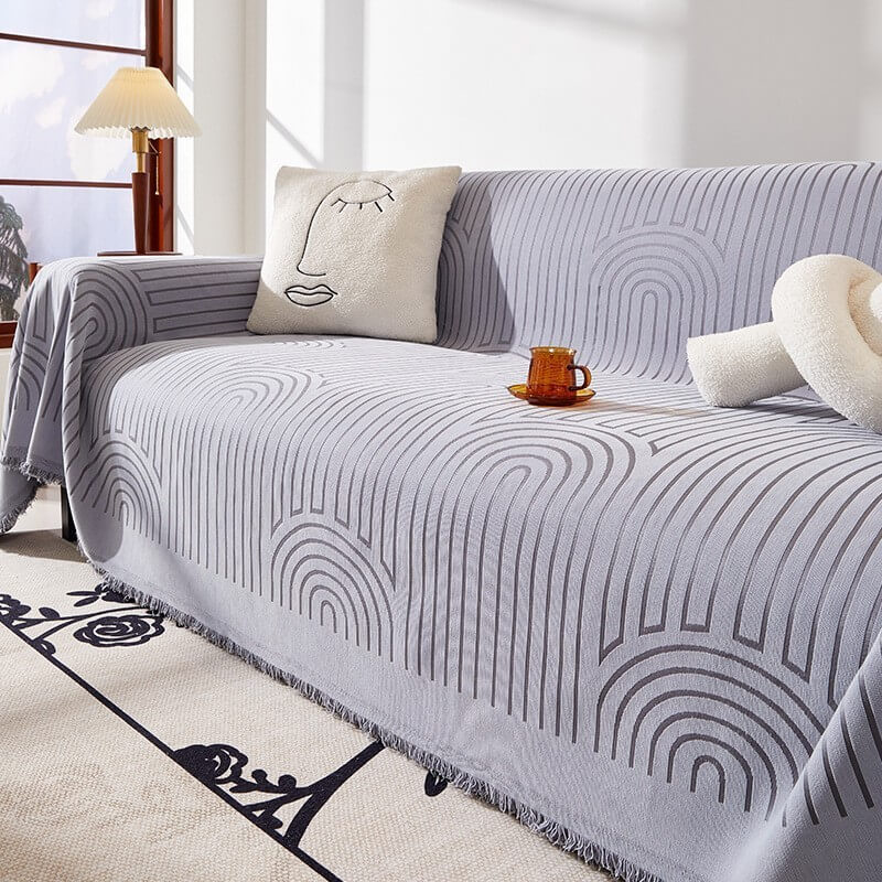 Motif de arco minimalista Tapa de sofá Chenille resistente a los arañazos