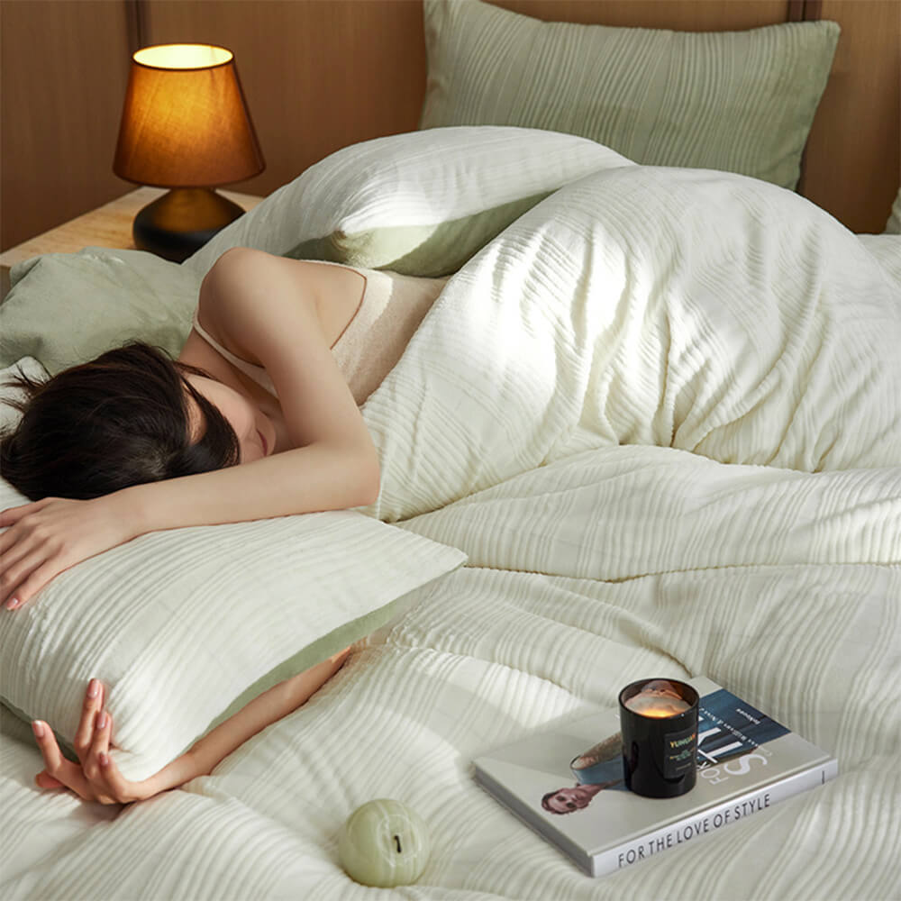 Minimalista Línea ondera ondulada Reta de cama de terciopelo tibio