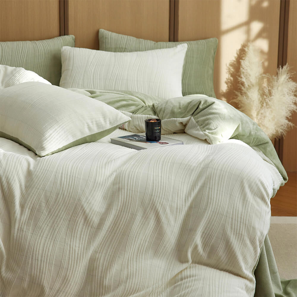 Minimalista Línea ondera ondulada Reta de cama de terciopelo tibio