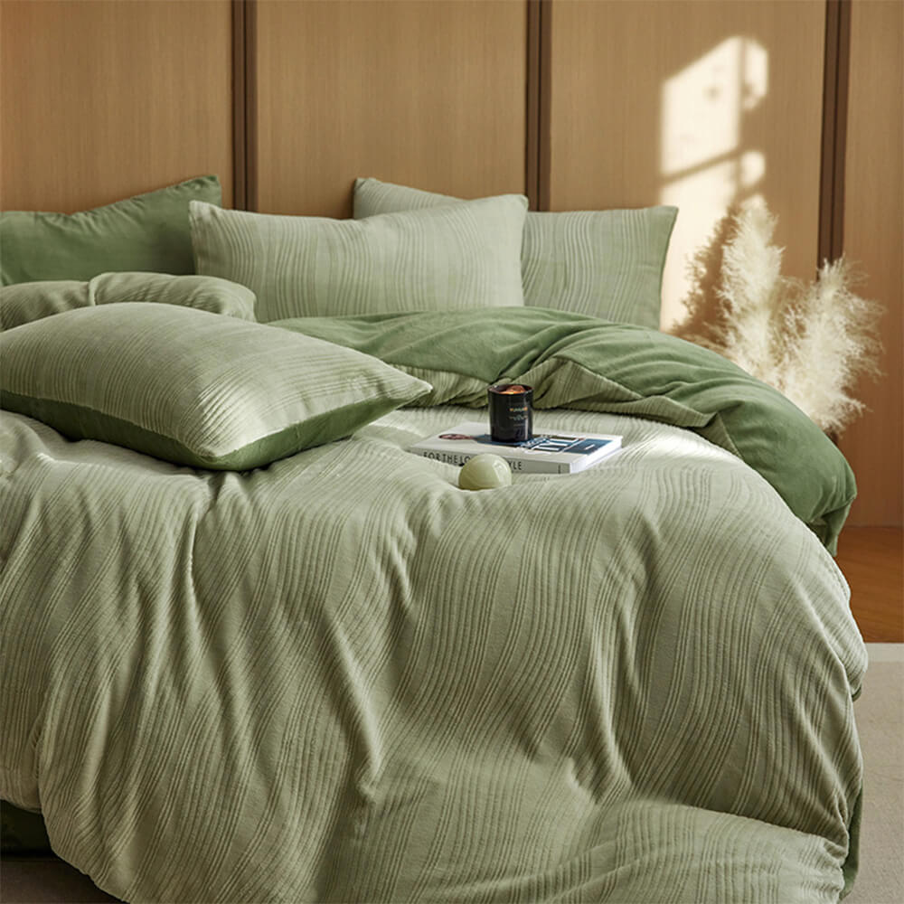 Minimalista Línea ondera ondulada Reta de cama de terciopelo tibio