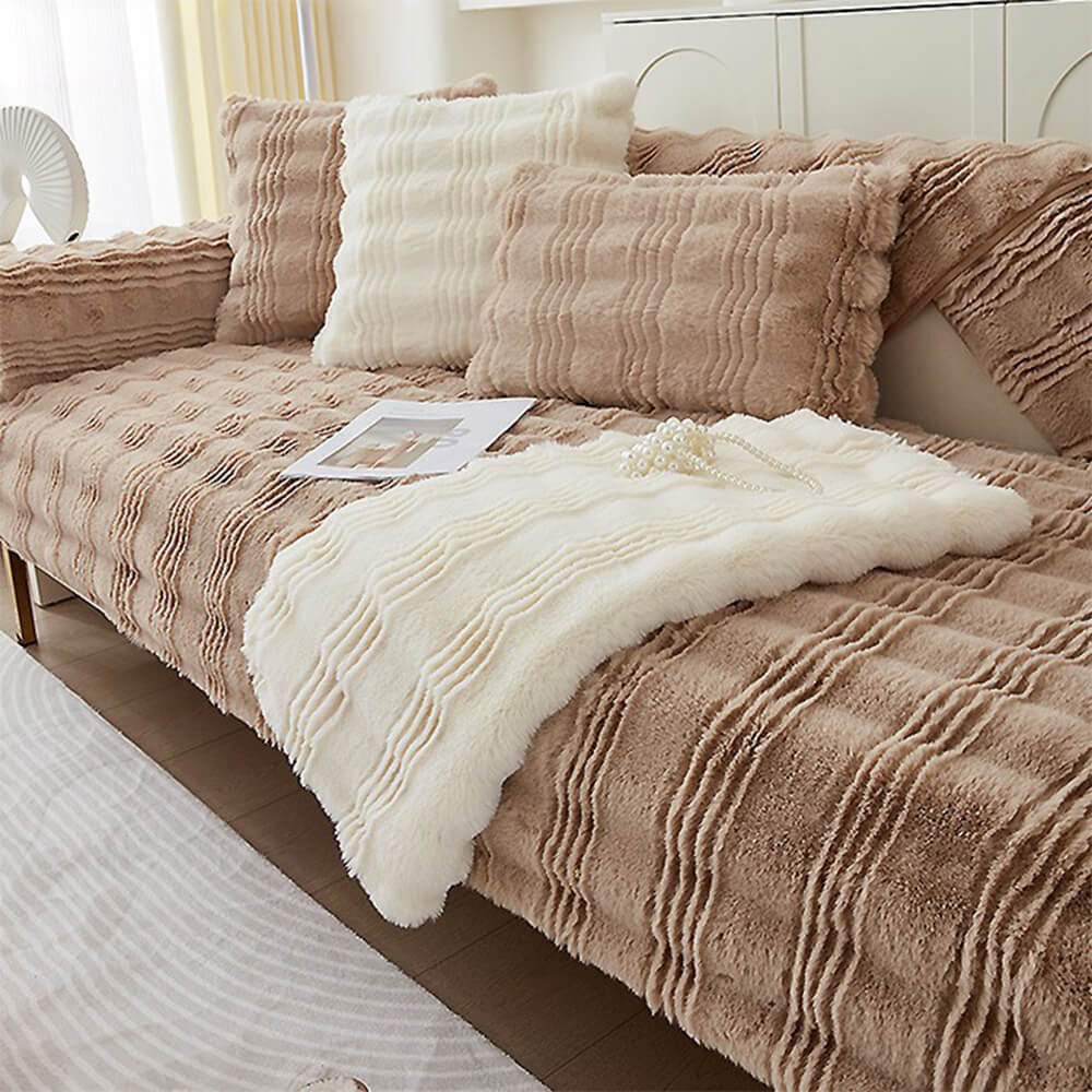 Cubierta moderna y cómoda con el sofá antideslizante de la piel del conejo