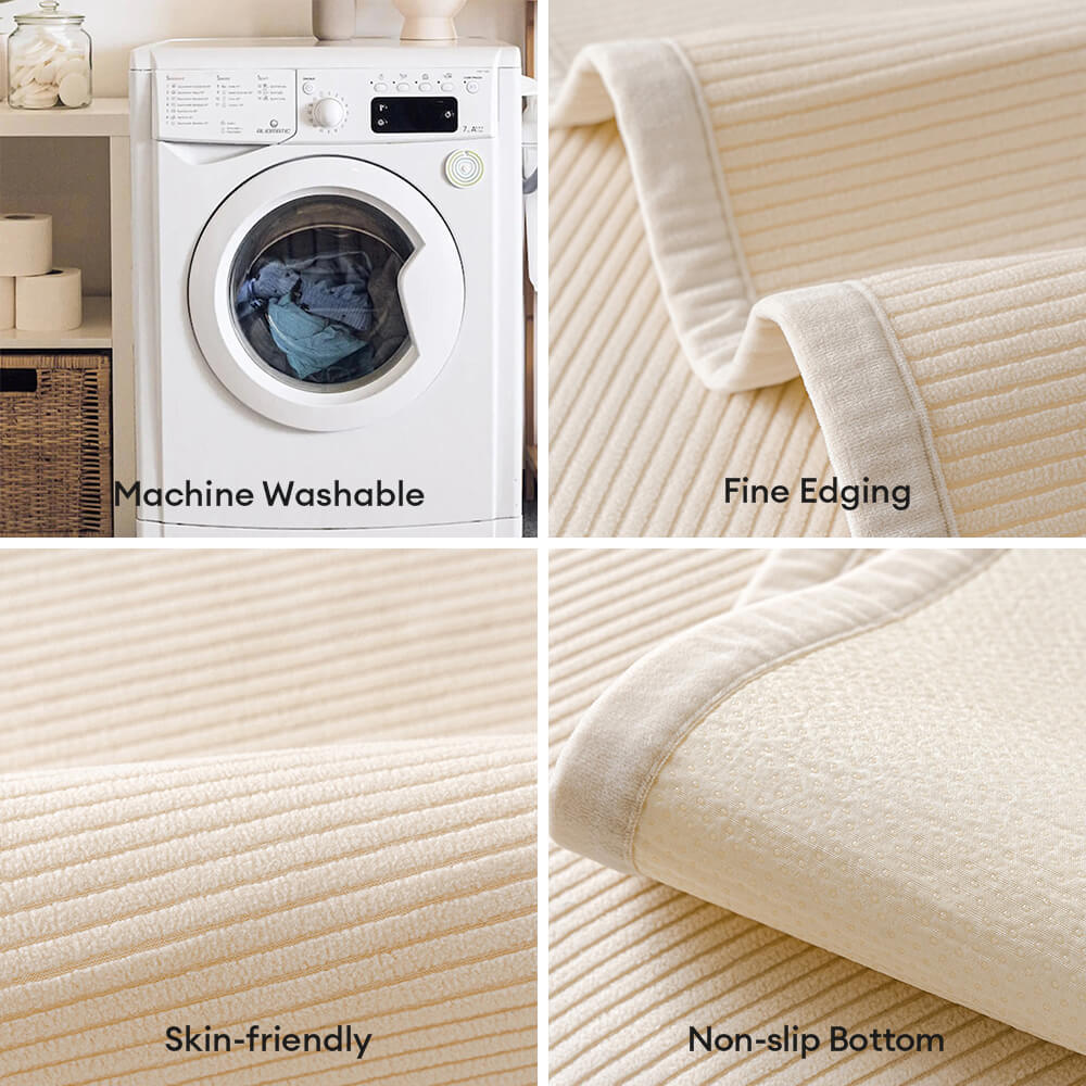 Cubierta de sofá de vellón de rayas verticales de crema moderna para todas las estaciones