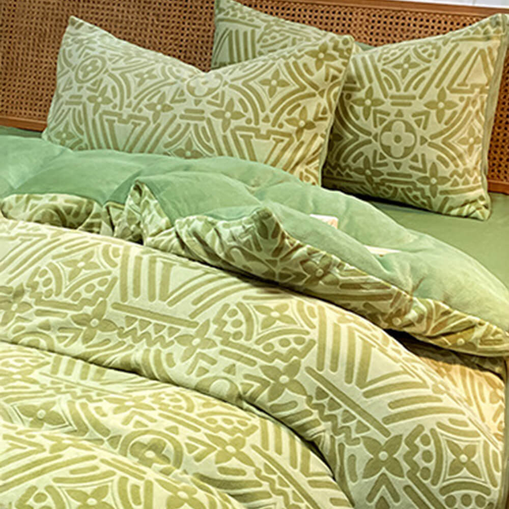 Classic geometrico morbido anta-statico calda il latte di velluto in velluto set