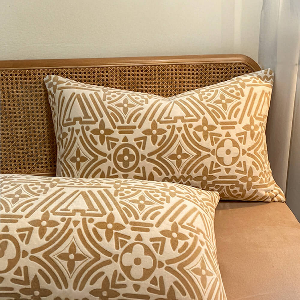 Classic geometrico morbido anta-statico calda il latte di velluto in velluto set