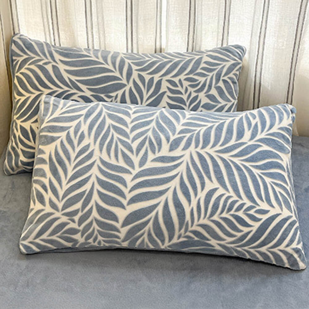 Juego de cama de terciopelo tibio en relieve natural en relieve de hoja