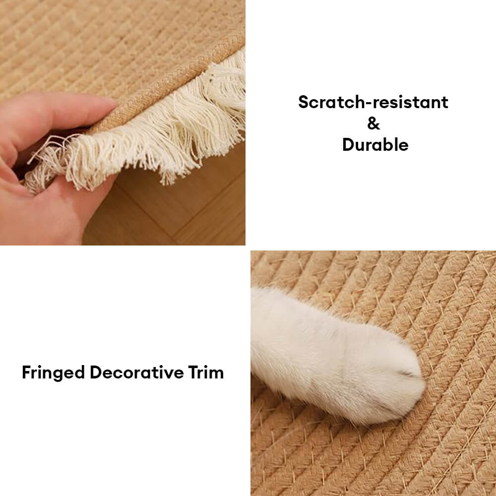 Alfombra de rastro de gato dura a mano nórdica con franja