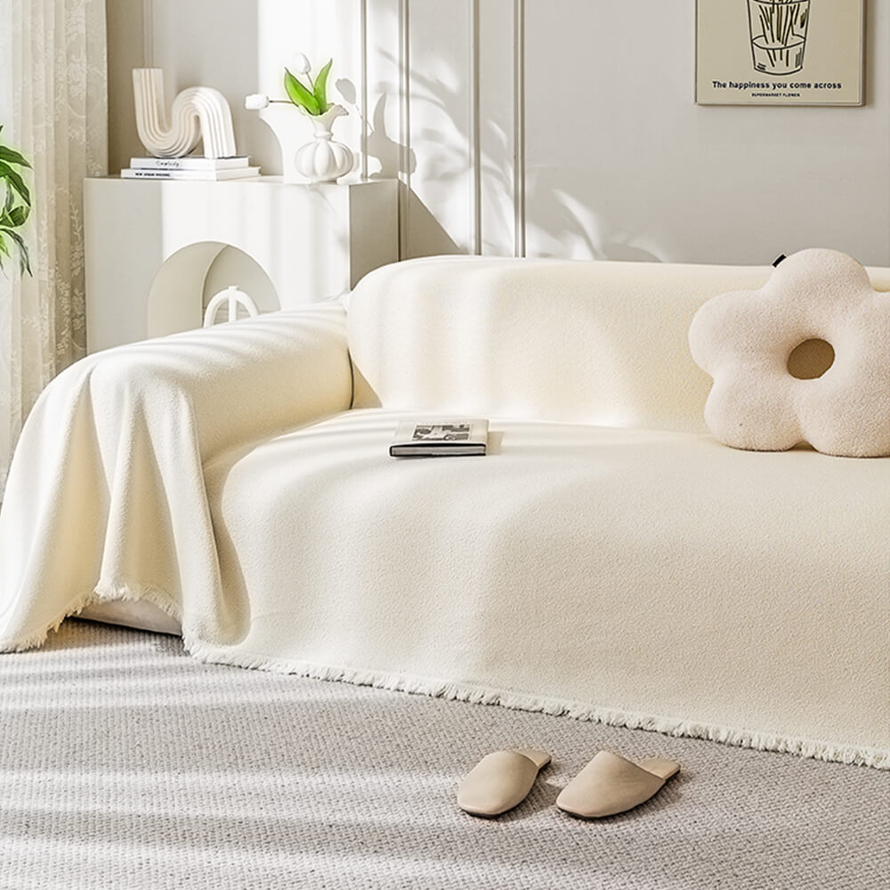 Cubierta de sofá de tiro de peluche de peluche suave impermeable