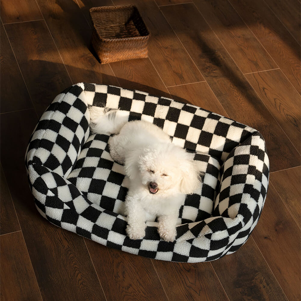 Stylish Checkerboard Warmth Removable Washable Dog Sofa Bed