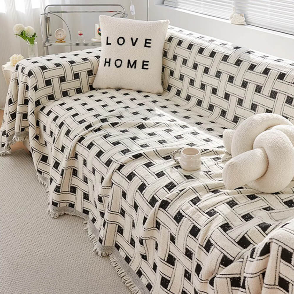 Elegante copertina di divano del divano del divano del divano del divano divano a scacchi a scacchi a scacchi