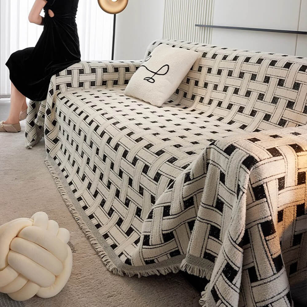 Elegante copertina di divano del divano del divano del divano del divano divano a scacchi a scacchi a scacchi