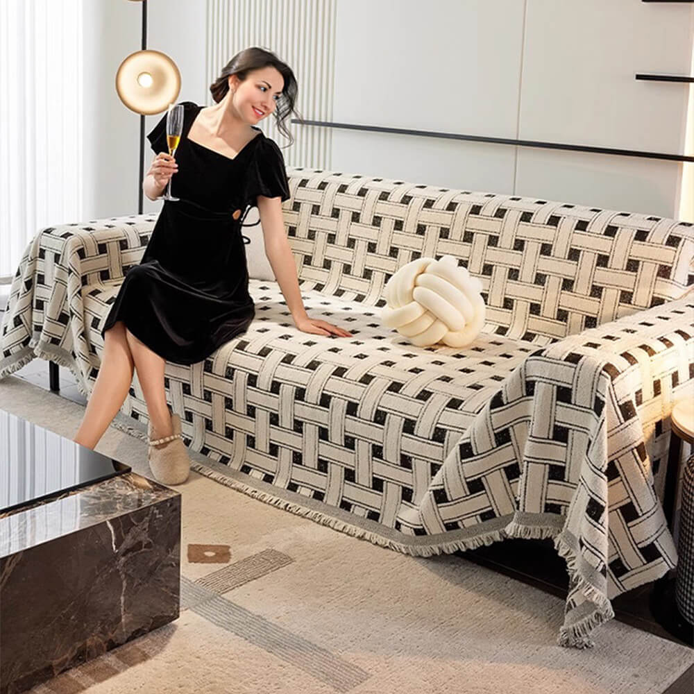 Elegante copertina di divano del divano del divano del divano del divano divano a scacchi a scacchi a scacchi