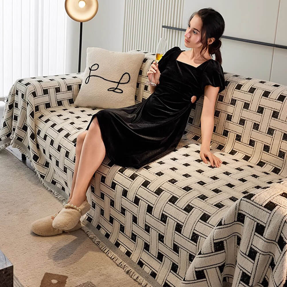 Elegante copertina di divano del divano del divano del divano del divano divano a scacchi a scacchi a scacchi