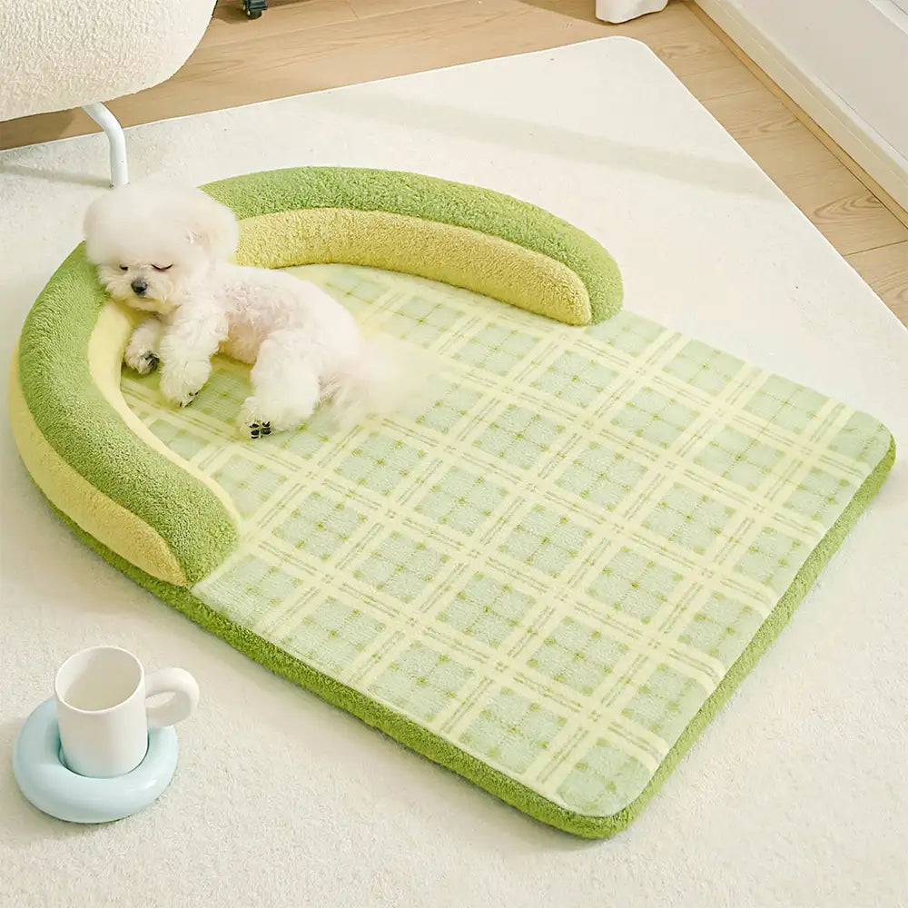 Vintage Plaid Spine Protection Large Dog Bed Pillow Dog Bed