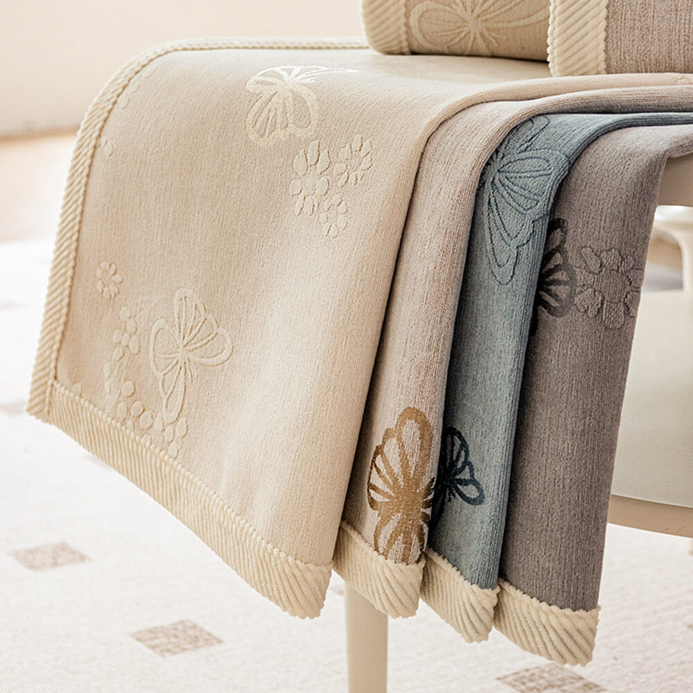 Chenilla Antideslizante Estampado de Mariposas Morandi <tc>Color</tc> Funda de sofá