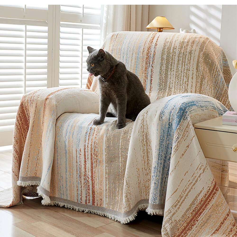 <tc>Color</tc>Funda de sofá drapeada completa con degradado de arcoíris colorido