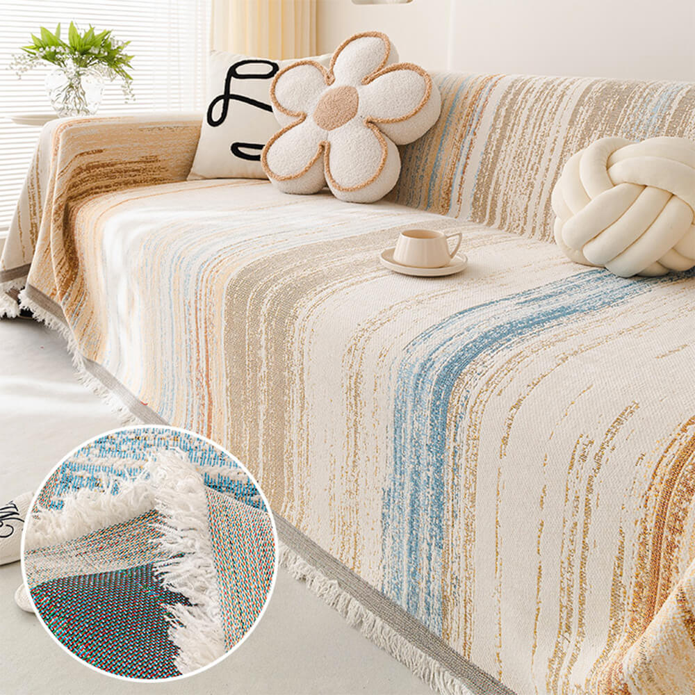 <tc>Color</tc>Funda de sofá drapeada completa con degradado de arcoíris colorido