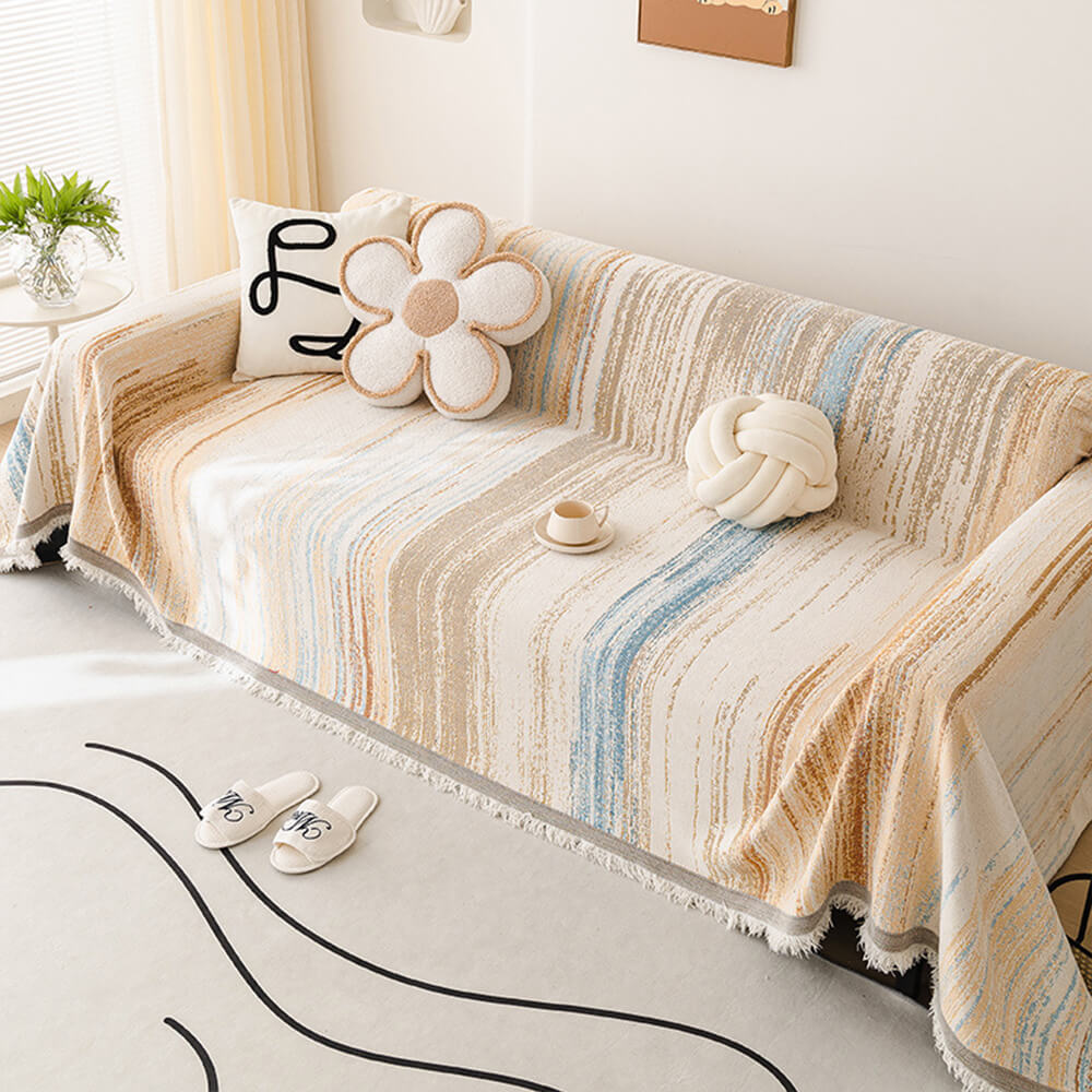 <tc>Color</tc>Funda de sofá drapeada completa con degradado de arcoíris colorido