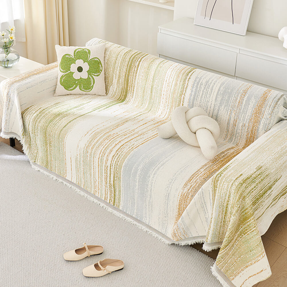<tc>Color</tc>Funda de sofá drapeada completa con degradado de arcoíris colorido