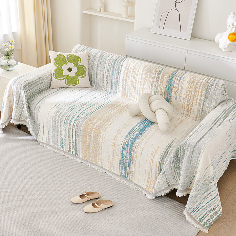 <tc>Color</tc>Funda de sofá drapeada completa con degradado de arcoíris colorido