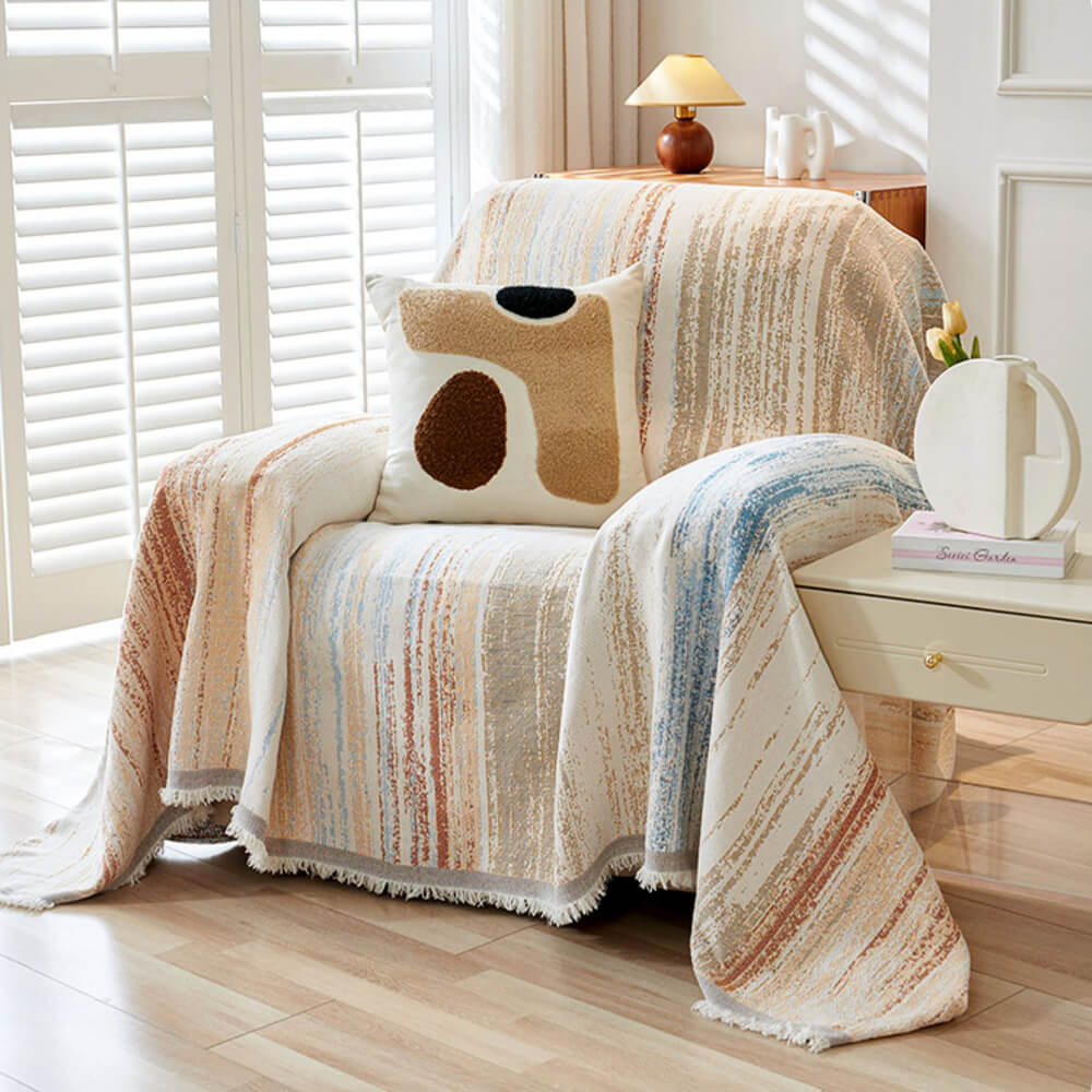 <tc>Color</tc>Funda de sofá drapeada completa con degradado de arcoíris colorido