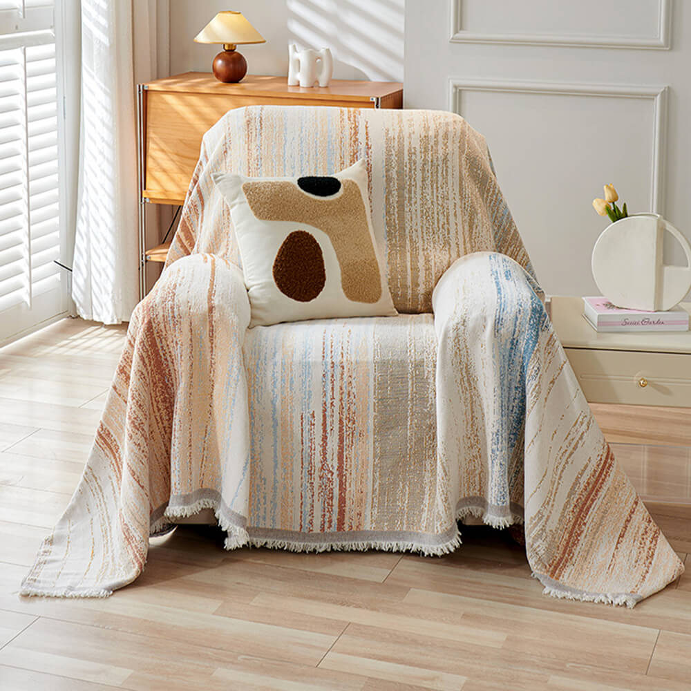 <tc>Color</tc>Funda de sofá drapeada completa con degradado de arcoíris colorido