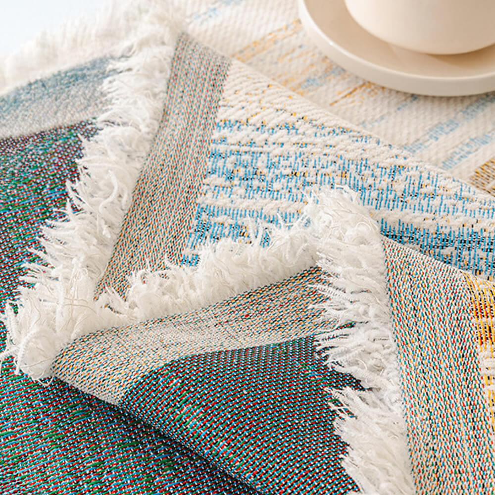 <tc>Color</tc>Funda de sofá drapeada completa con degradado de arcoíris colorido