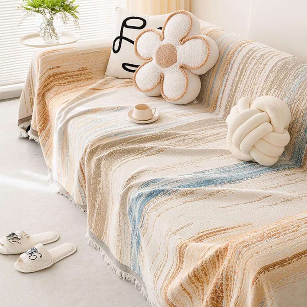 <tc>Color</tc>Funda de sofá drapeada completa con degradado de arcoíris colorido