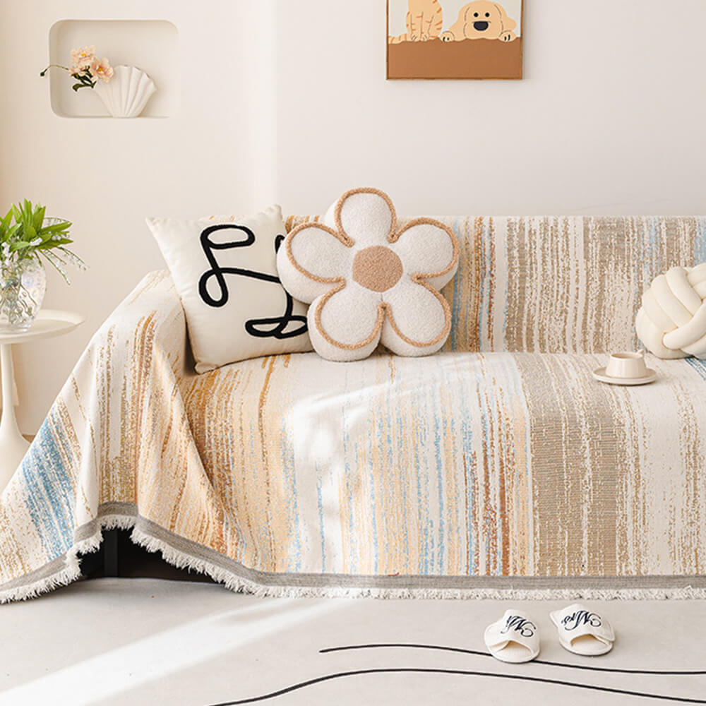 <tc>Color</tc>Funda de sofá drapeada completa con degradado de arcoíris colorido