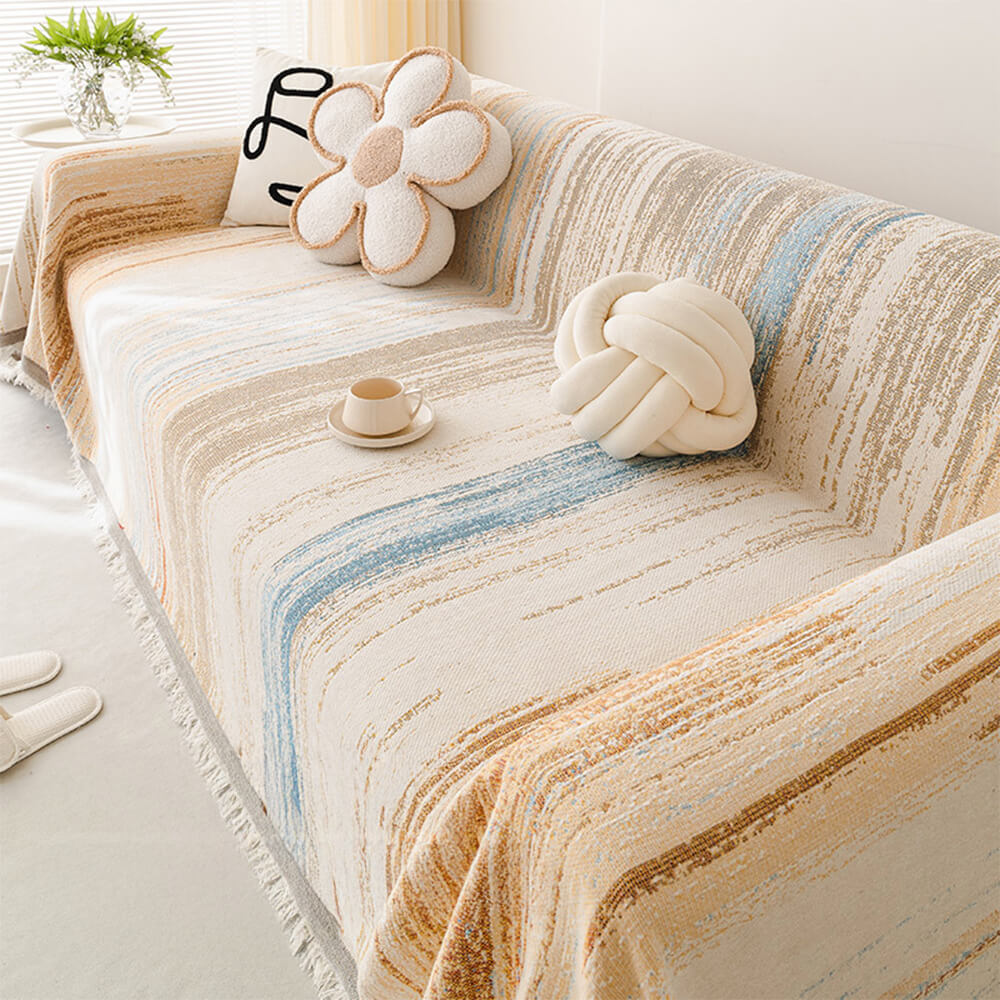 <tc>Color</tc>Funda de sofá drapeada completa con degradado de arcoíris colorido