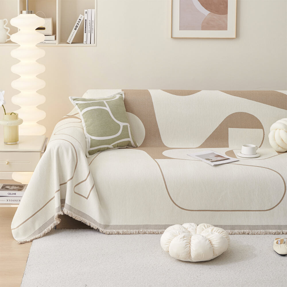 Cubierta de sofá de lanzamiento de chenilla de doble cara geométrica