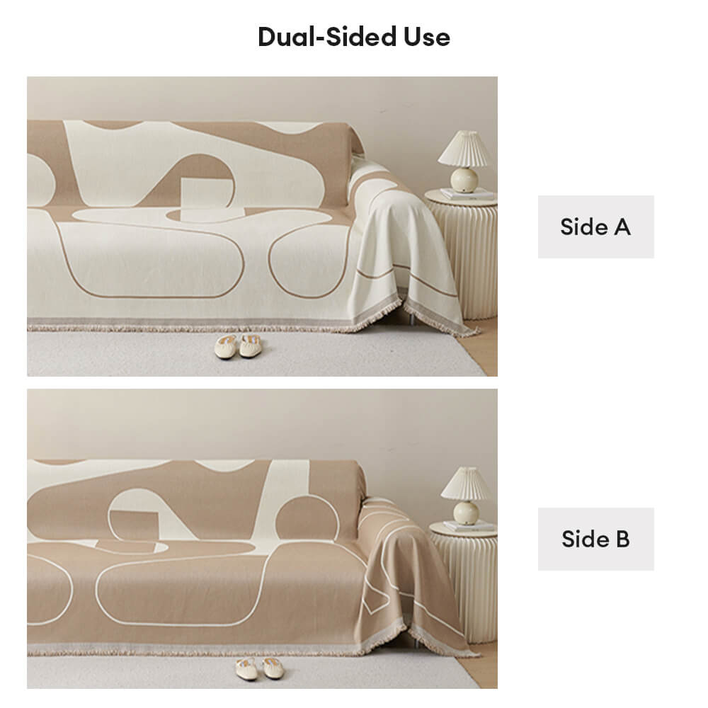 Cubierta de sofá de lanzamiento de chenilla de doble cara geométrica