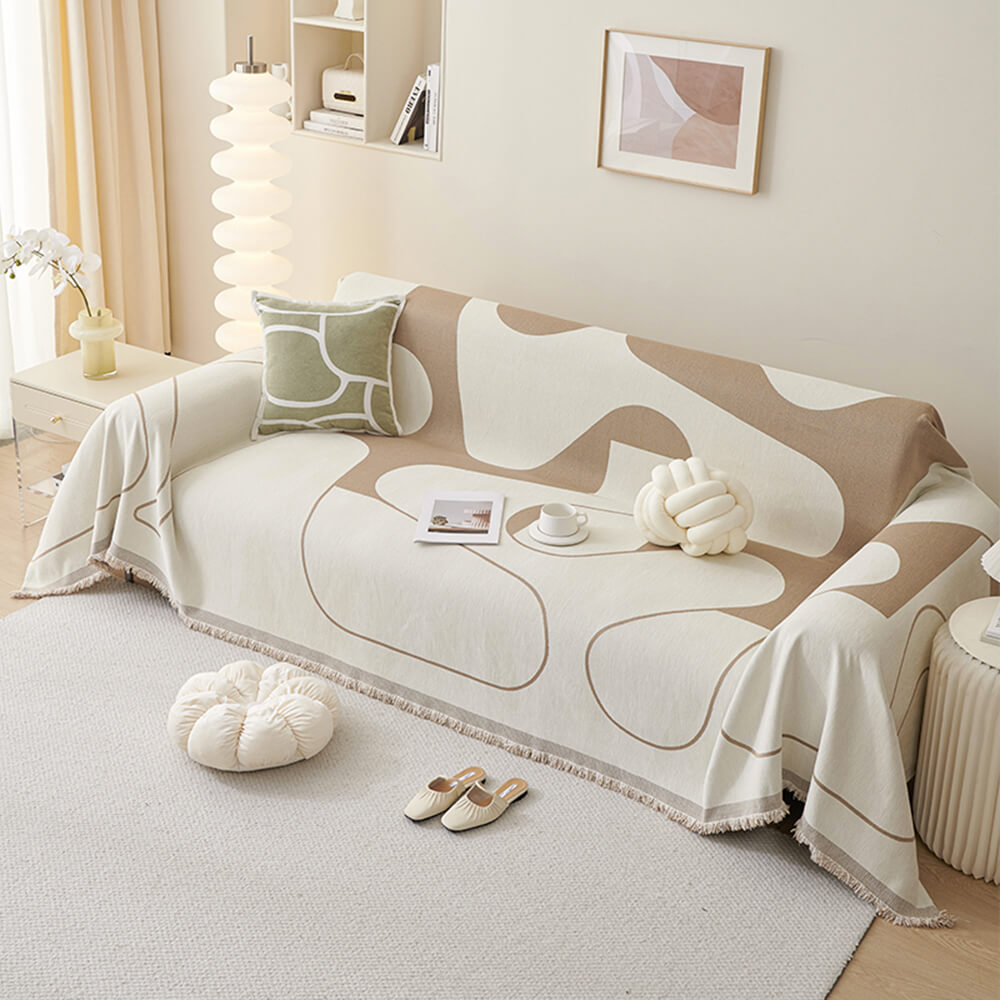 Cubierta de sofá de lanzamiento de chenilla de doble cara geométrica