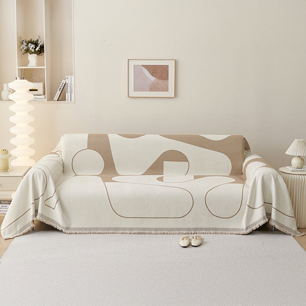 Cubierta de sofá de lanzamiento de chenilla de doble cara geométrica