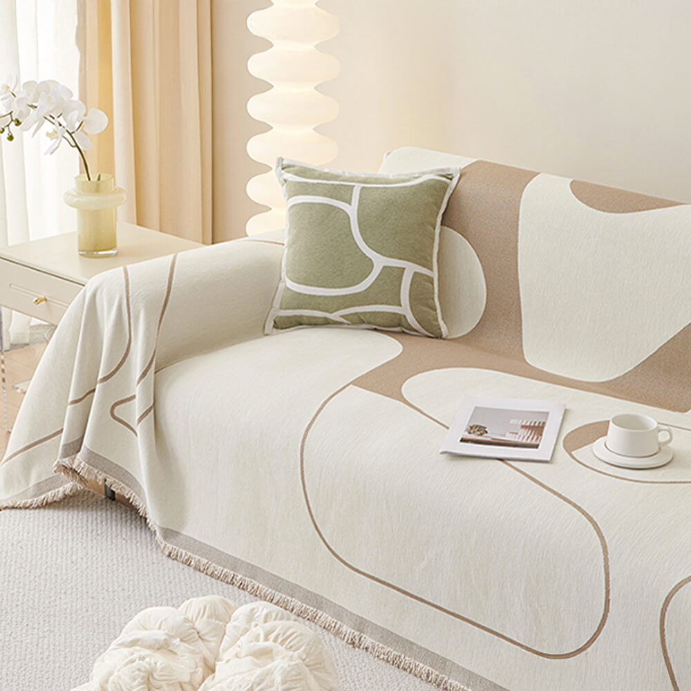 Cubierta de sofá de lanzamiento de chenilla de doble cara geométrica