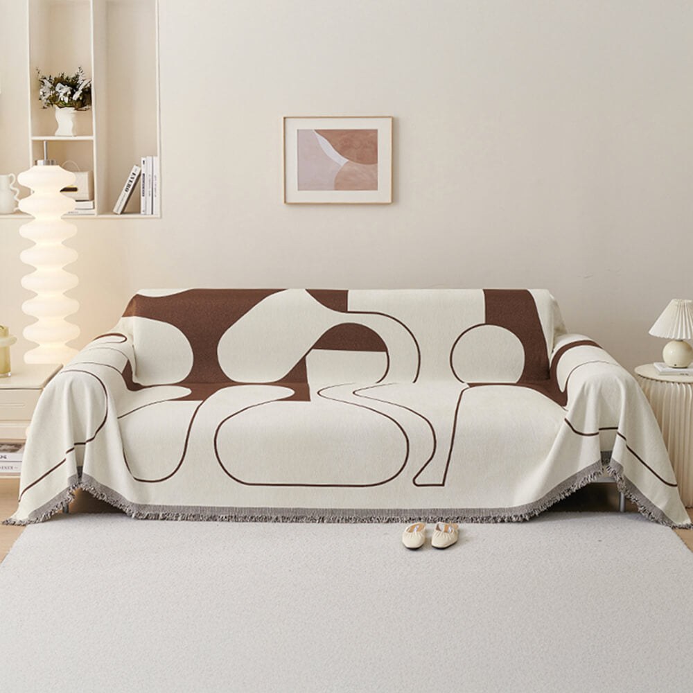 Cubierta de sofá de lanzamiento de chenilla de doble cara geométrica