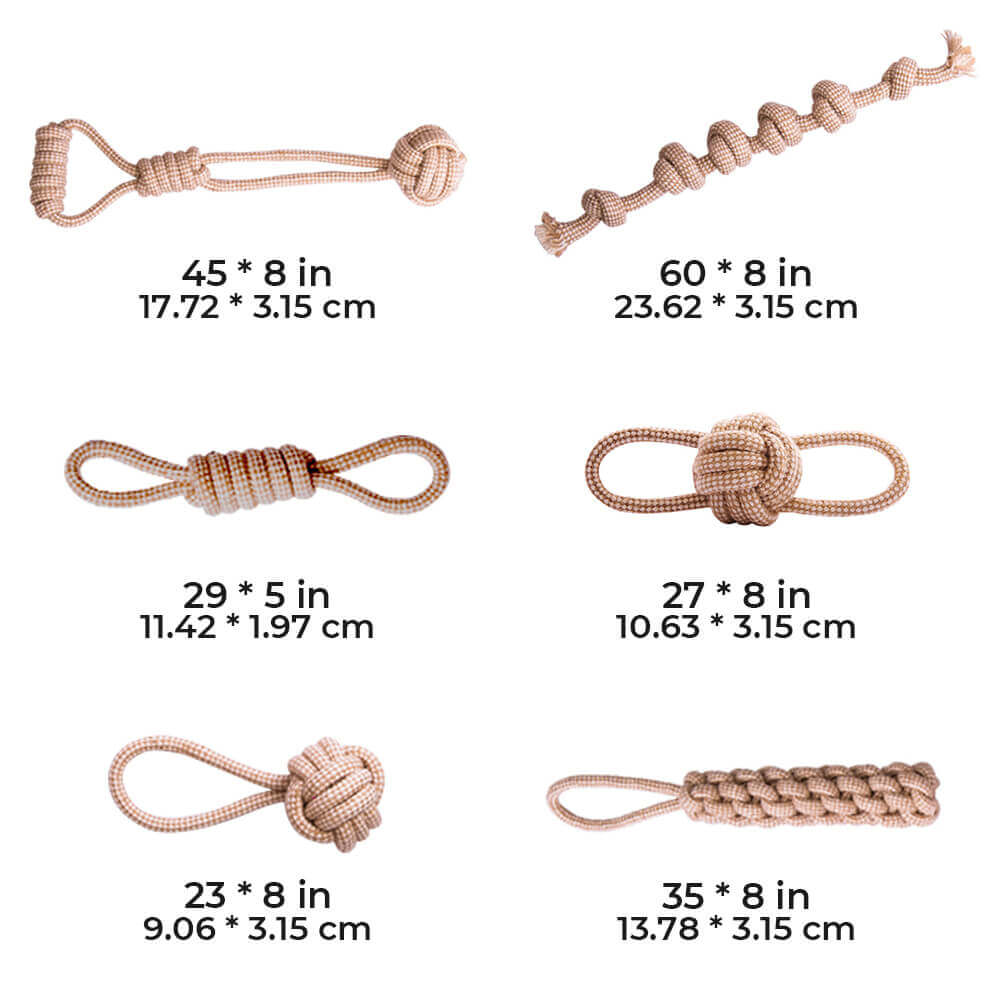 Ensemble de jouets en corde de coton et lin, nettoyage des dents, jouet interactif à mâcher pour chien