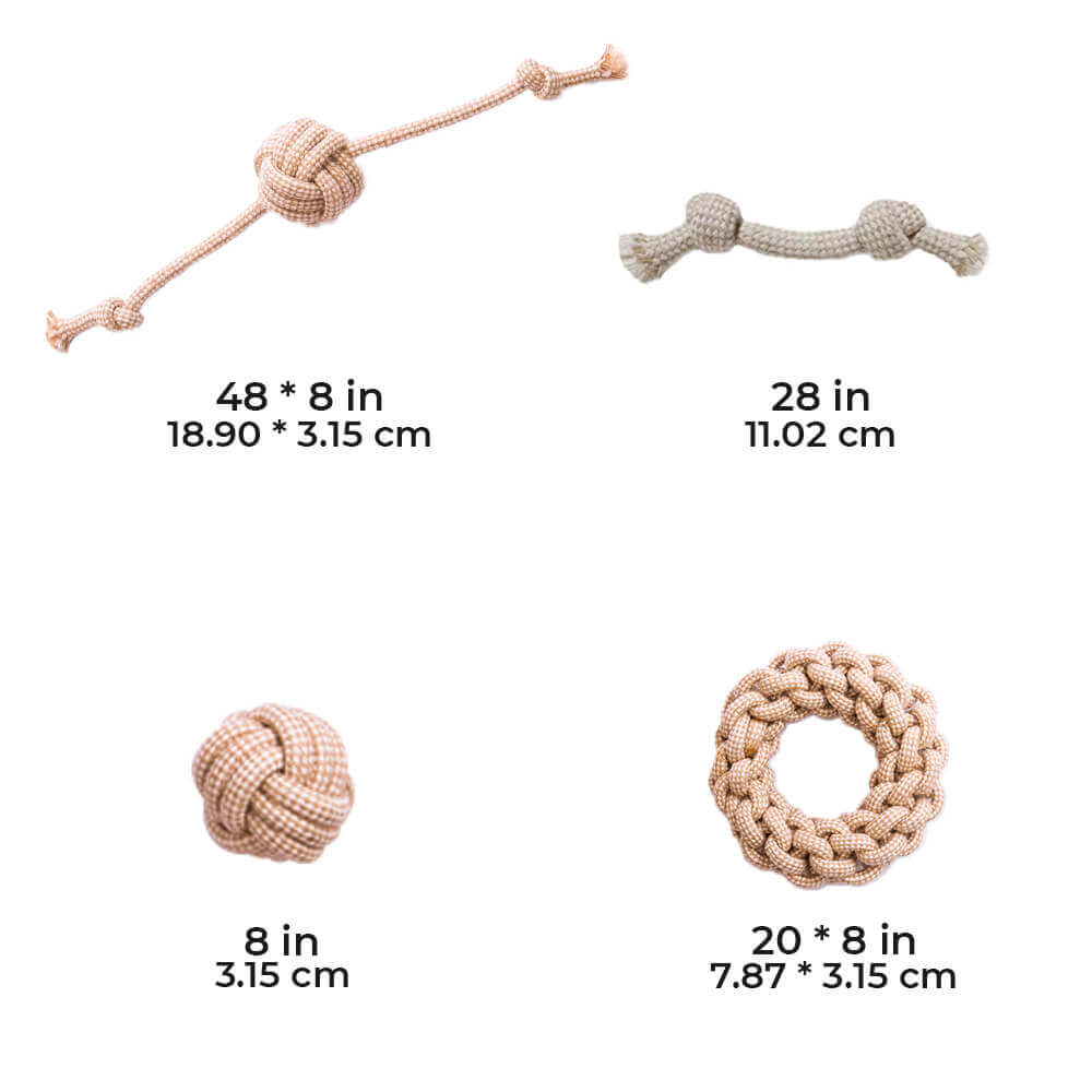 Ensemble de jouets en corde de coton et lin, nettoyage des dents, jouet interactif à mâcher pour chien