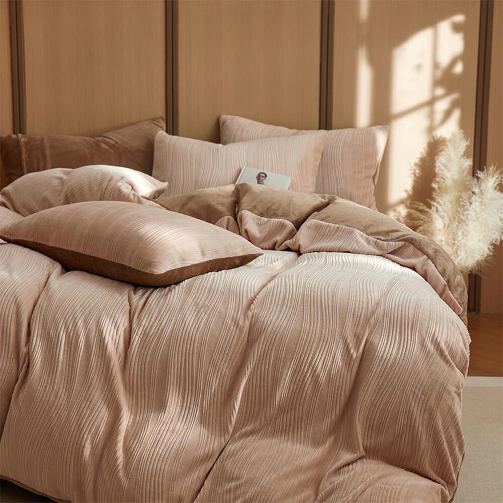 Minimalista Línea ondera ondulada Reta de cama de terciopelo tibio