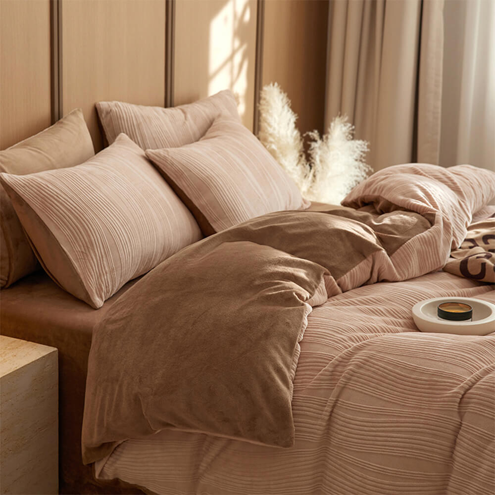 Minimalista Línea ondera ondulada Reta de cama de terciopelo tibio