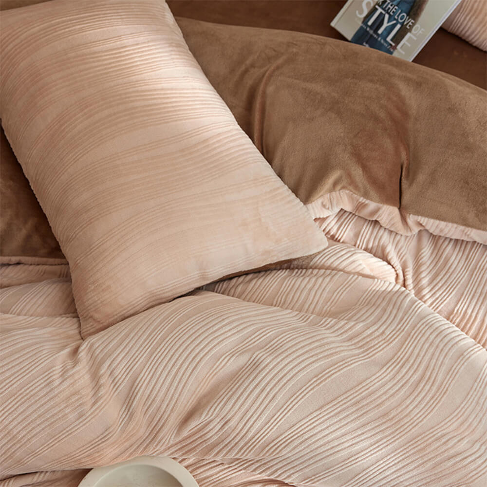 Minimalista Línea ondera ondulada Reta de cama de terciopelo tibio