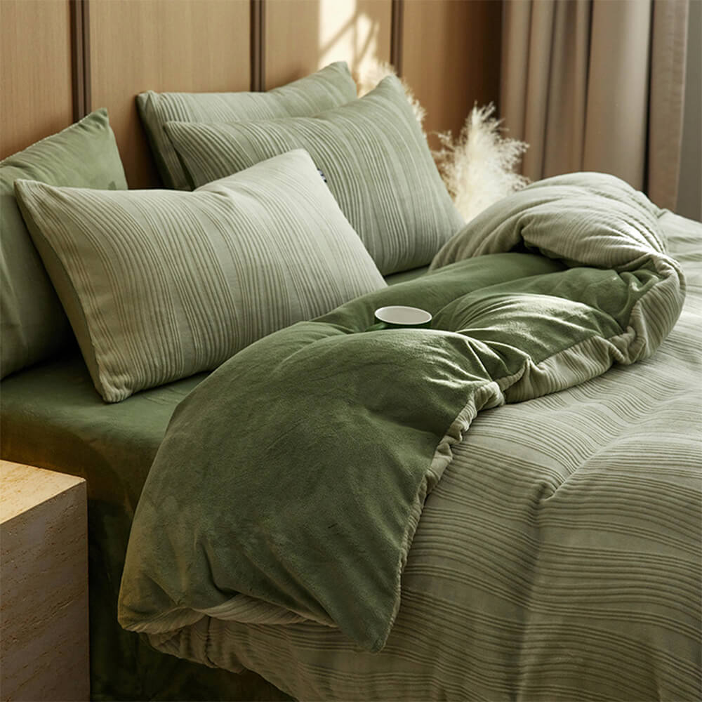 Minimalista Línea ondera ondulada Reta de cama de terciopelo tibio