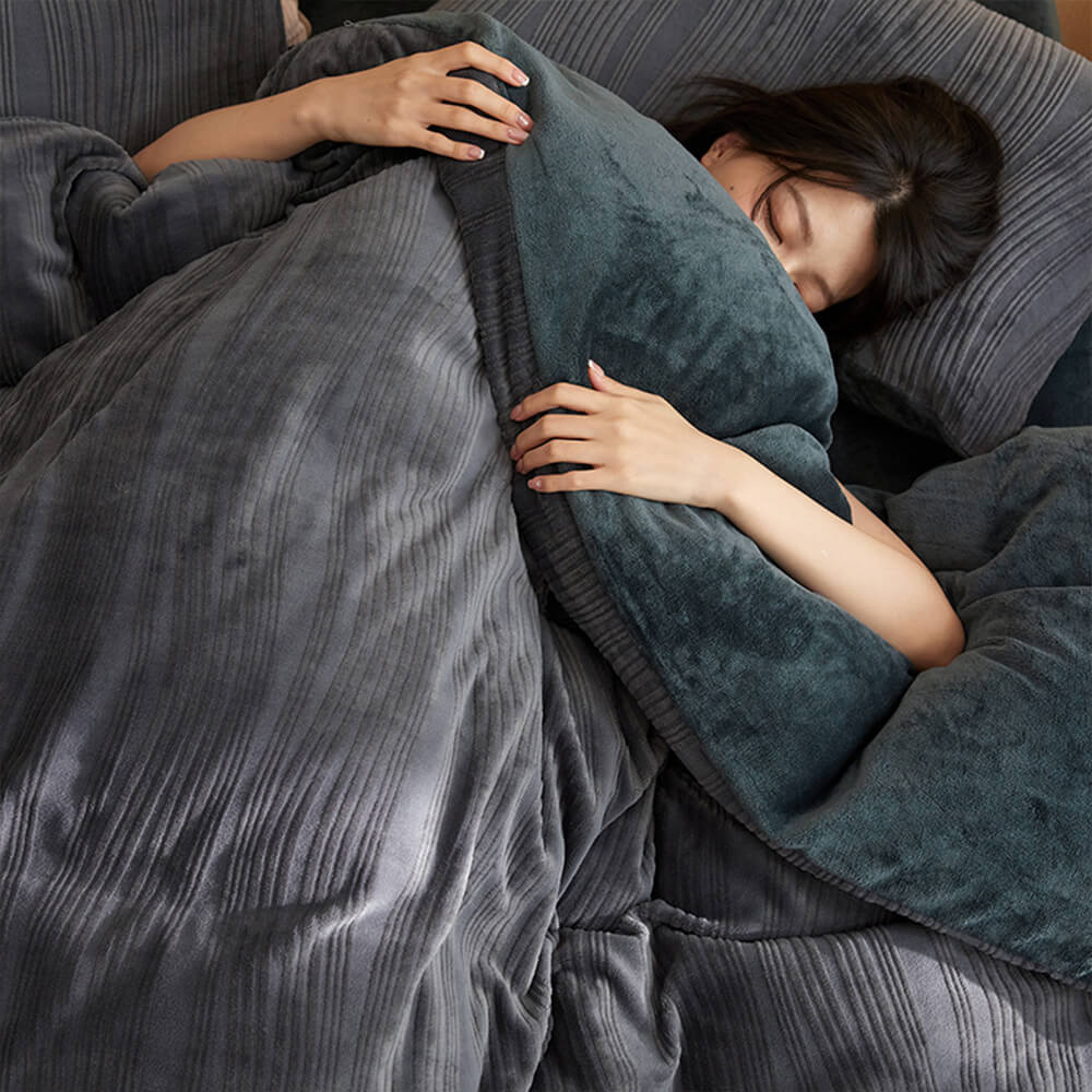 Minimalista Línea ondera ondulada Reta de cama de terciopelo tibio