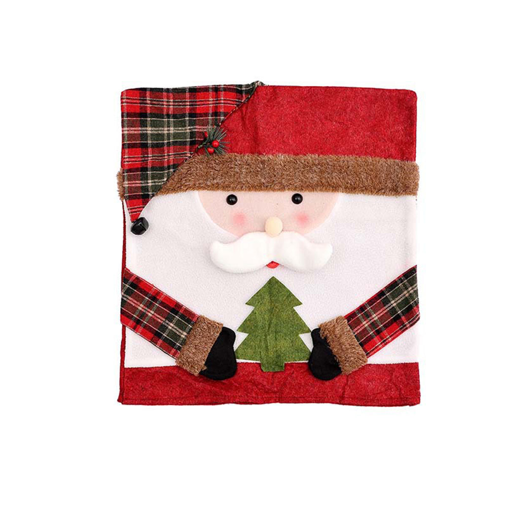 Playful Christmas Decoration Elk Snowman Chair Back Cover
